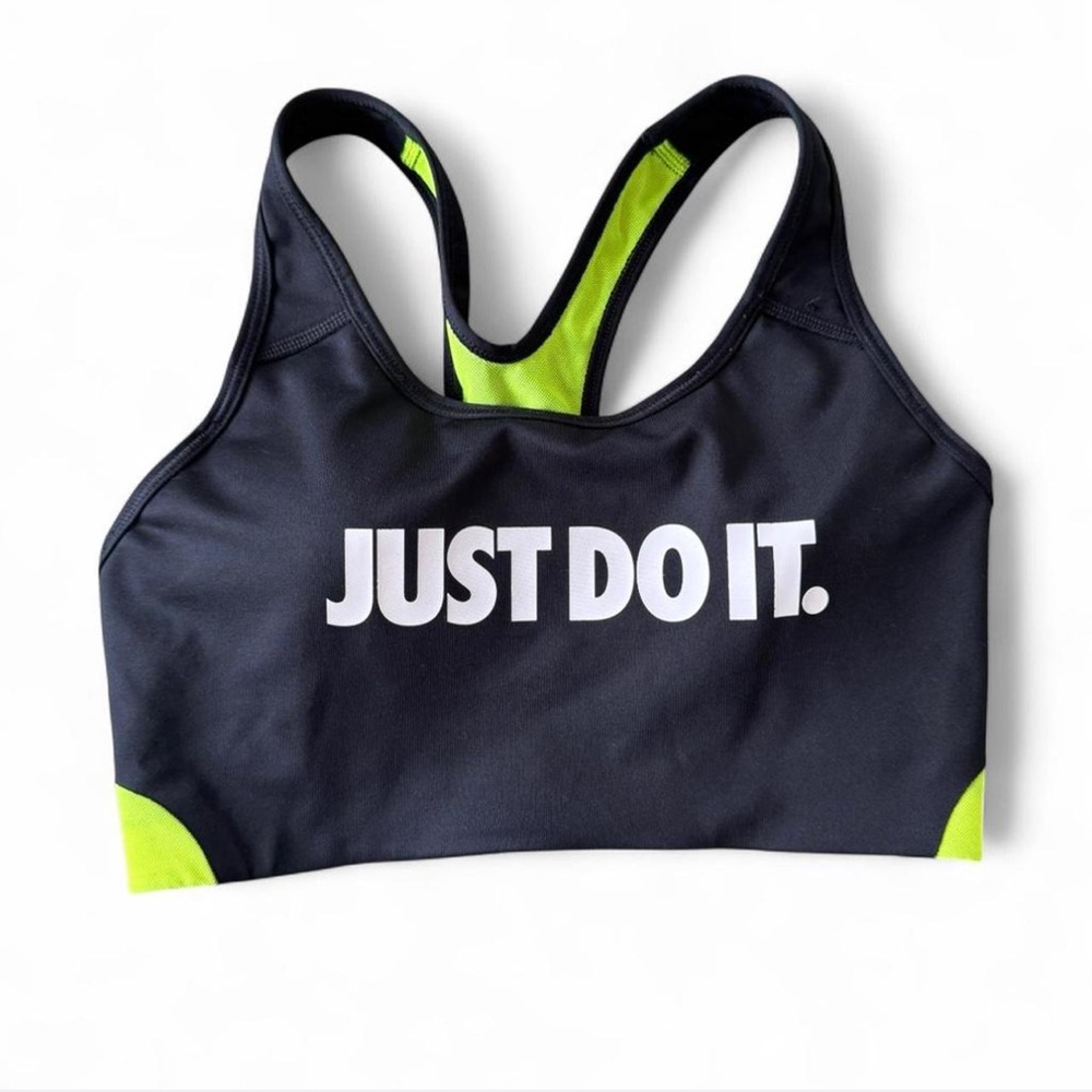 Nike Black and Neon Green Sports Bra